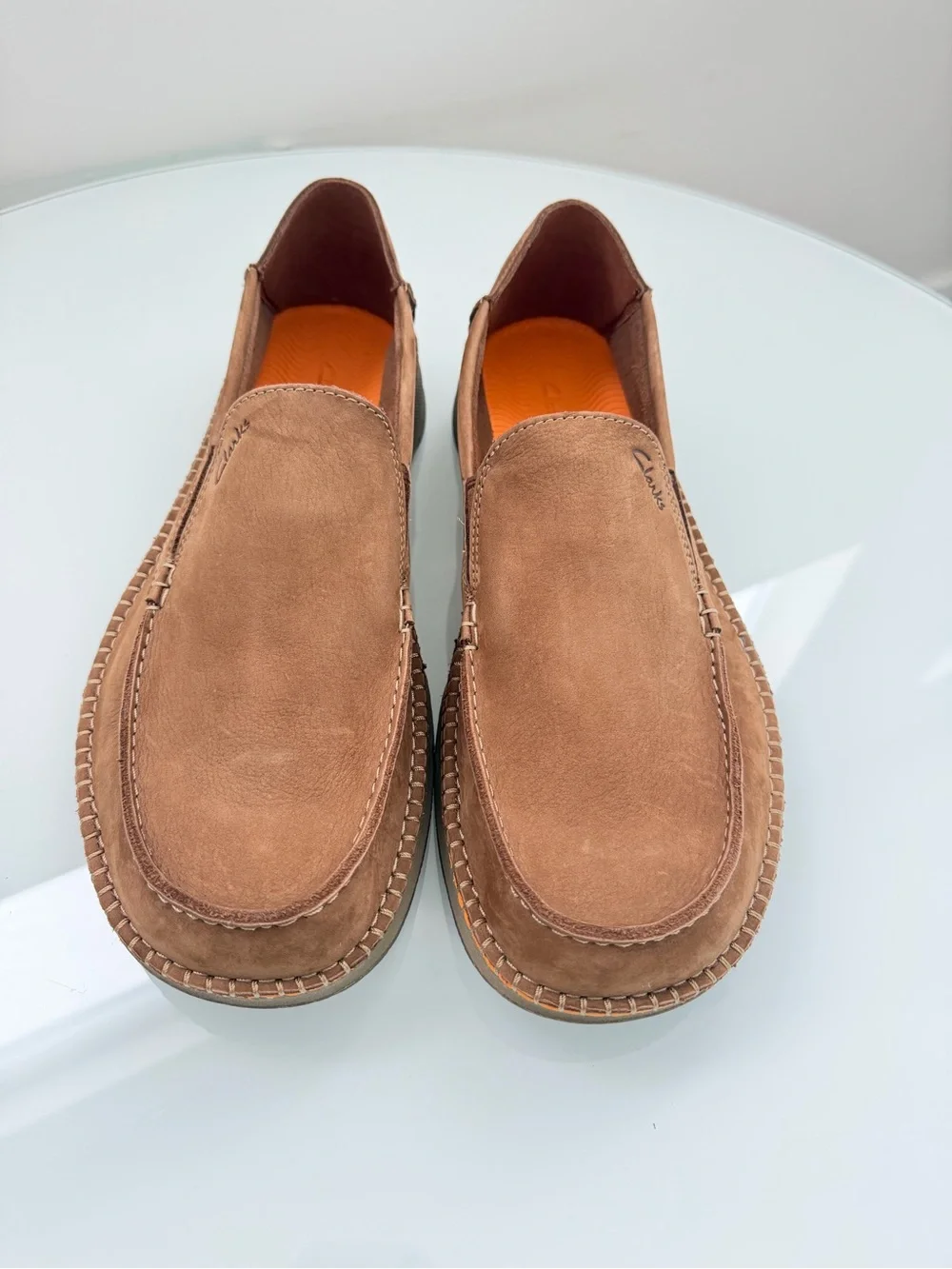 Clarks Men’s Tan Suede Slip-On Loafers